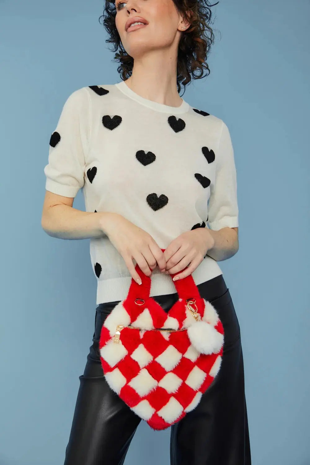 Red White Checkered Love Heart Bag-0