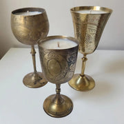 Repurposed Vintage Golden Goblet Candles-0
