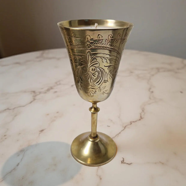 Repurposed Vintage Golden Goblet Candles-1