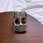 Retro - Luxury Sheep Horns Knuckle Ring: A Vintage Ram Horn Skull - inspired Knuckle Duster Ring, Ideal for Motorcyclists and Ro - Memoriex 