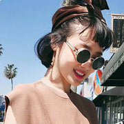 Retro Round Frame Sunglasses Brown Men And Women Chain Prince Mirror Steampunk Sunglasses Heavy Metal Sunglasses - Memoriex 