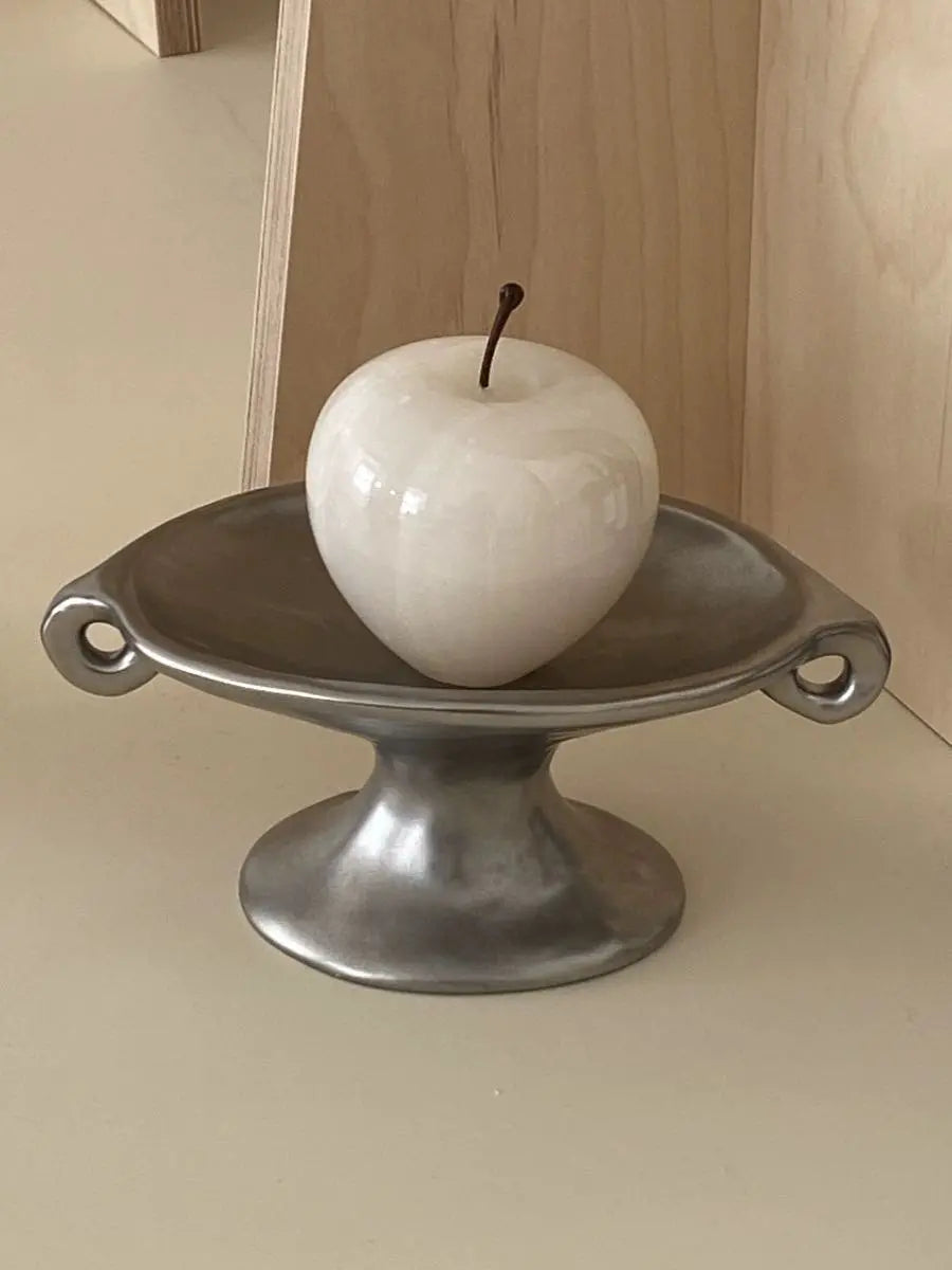 Retro Silver Footed Decorative Tray For Fruits Or Accessories-0