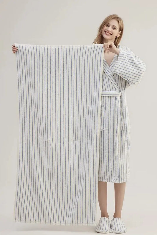 Retro Soft 100% Long-stapled Cotton Striped Bath Towel - Memoriex 