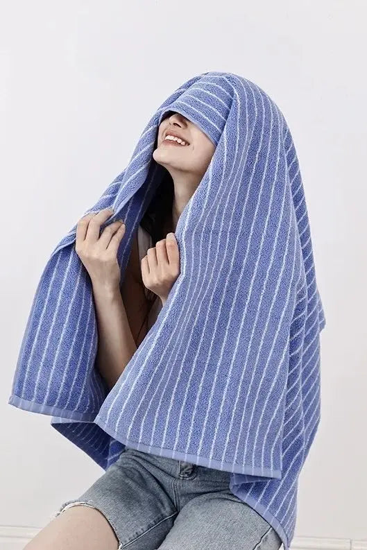 Retro Soft 100% Long-stapled Cotton Striped Bath Towel - Memoriex 