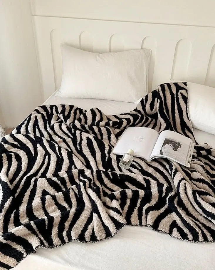 Retro Style Zebra Print Microfiber Throw Blanket - Ultra-Soft & Cozy-1