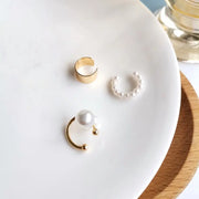 Retro style pearl ear bone clip without piercing women's light luxury high-end set ear clip - Memoriex 