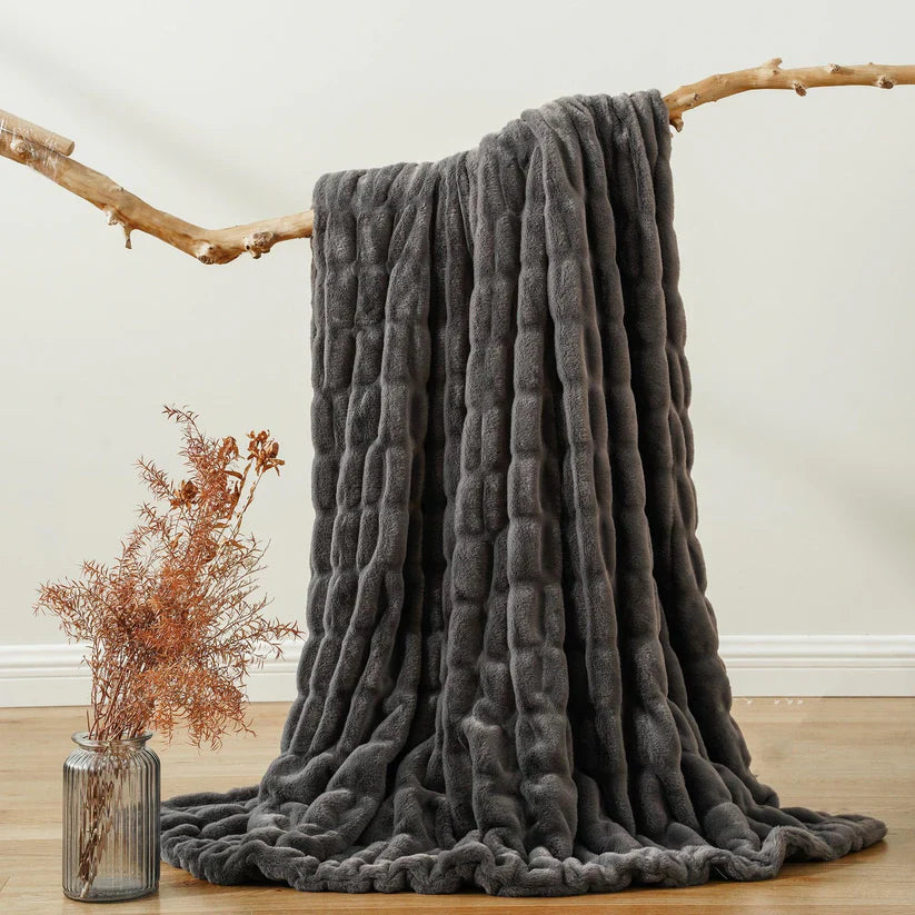 Reversible Rabbit Fur Blanket-5