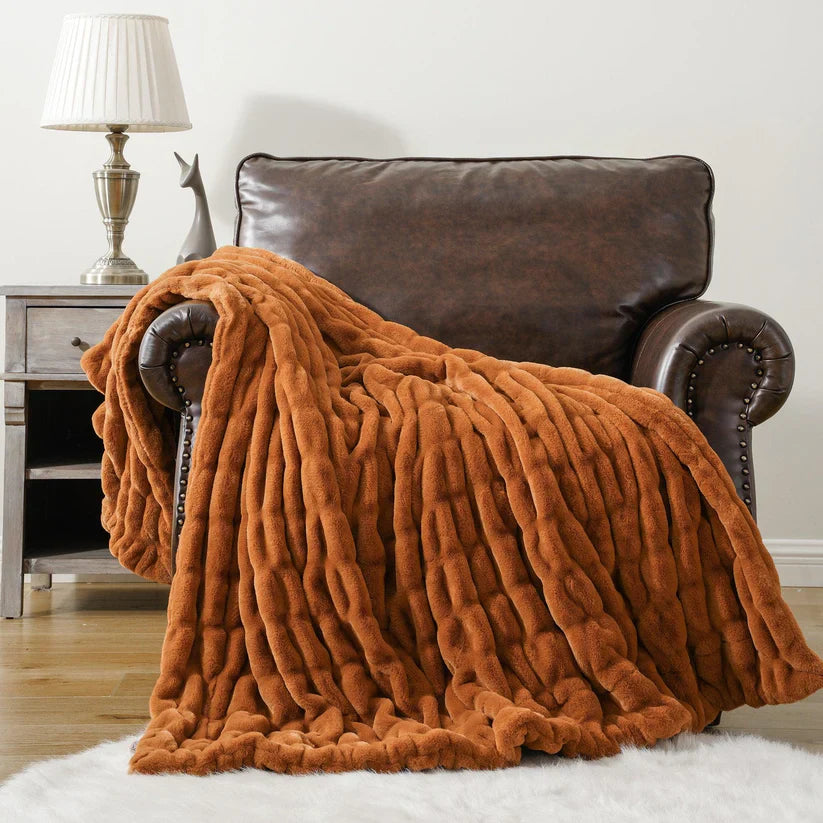 Reversible Rabbit Fur Blanket-2