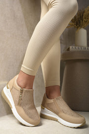 Rhinestone Decor Zip Platform Trainers - Memoriex 