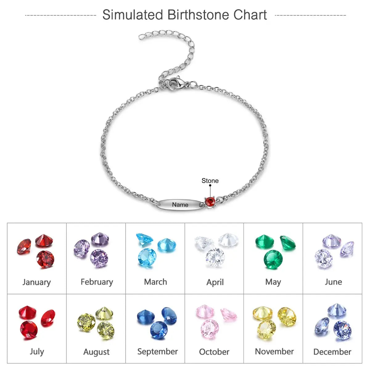 Rhodium Plated Birthtsone Bracelet-6