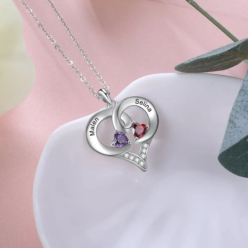 Rhodium Plated Heart Necklace-1