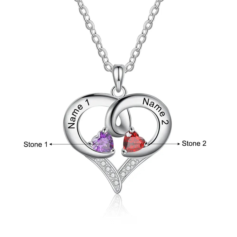 Rhodium Plated Heart Necklace-3