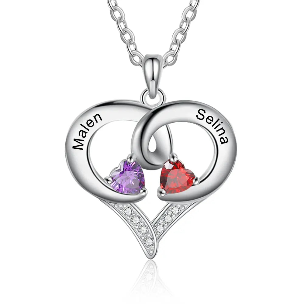 Rhodium Plated Heart Necklace-0