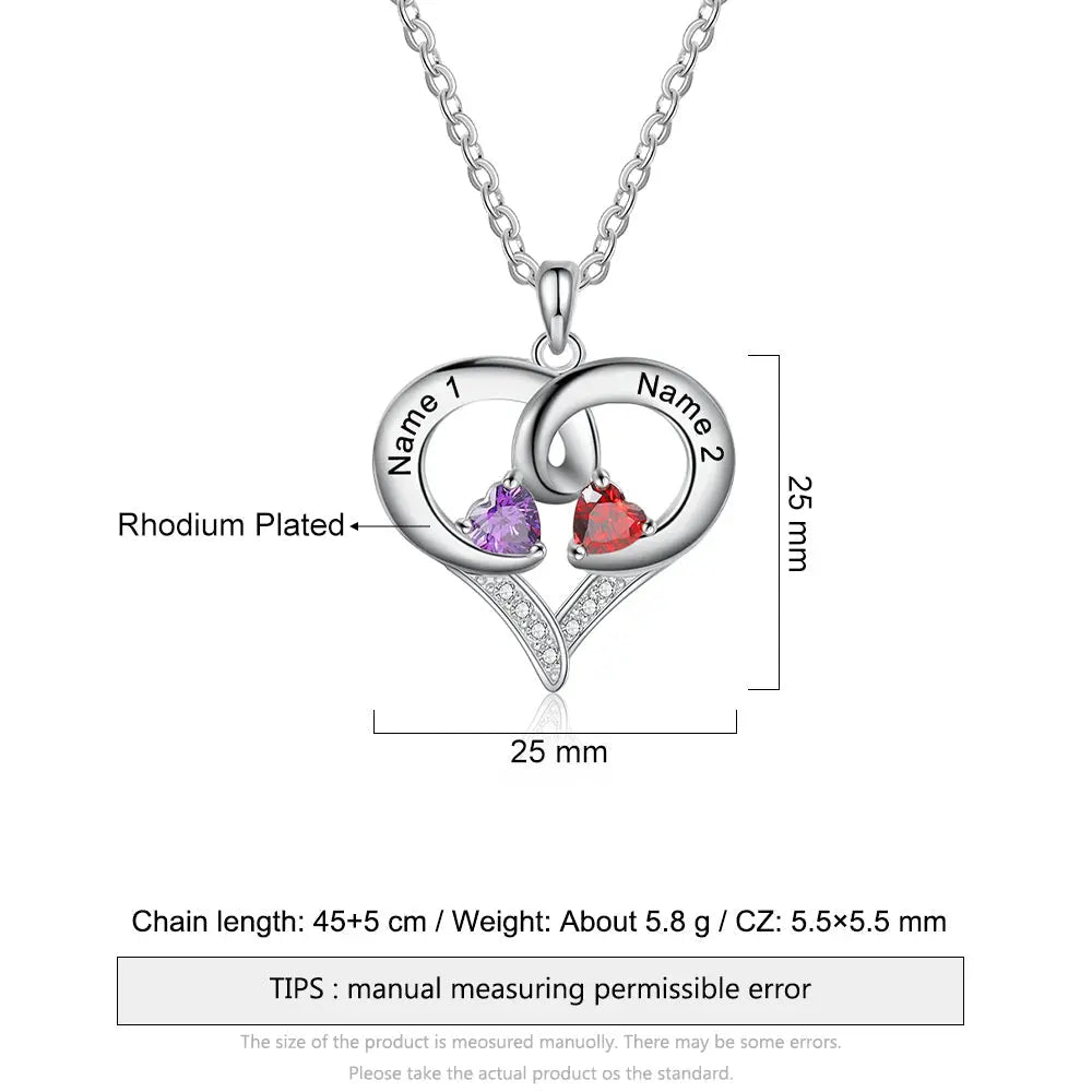 Rhodium Plated Heart Necklace-4