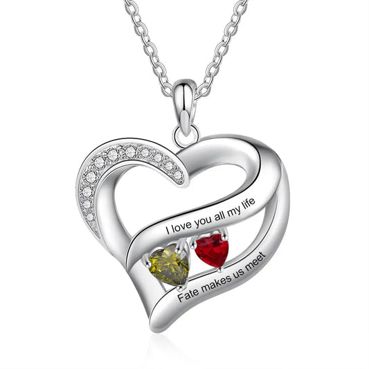 Rhodium Plated Heart Necklace-0