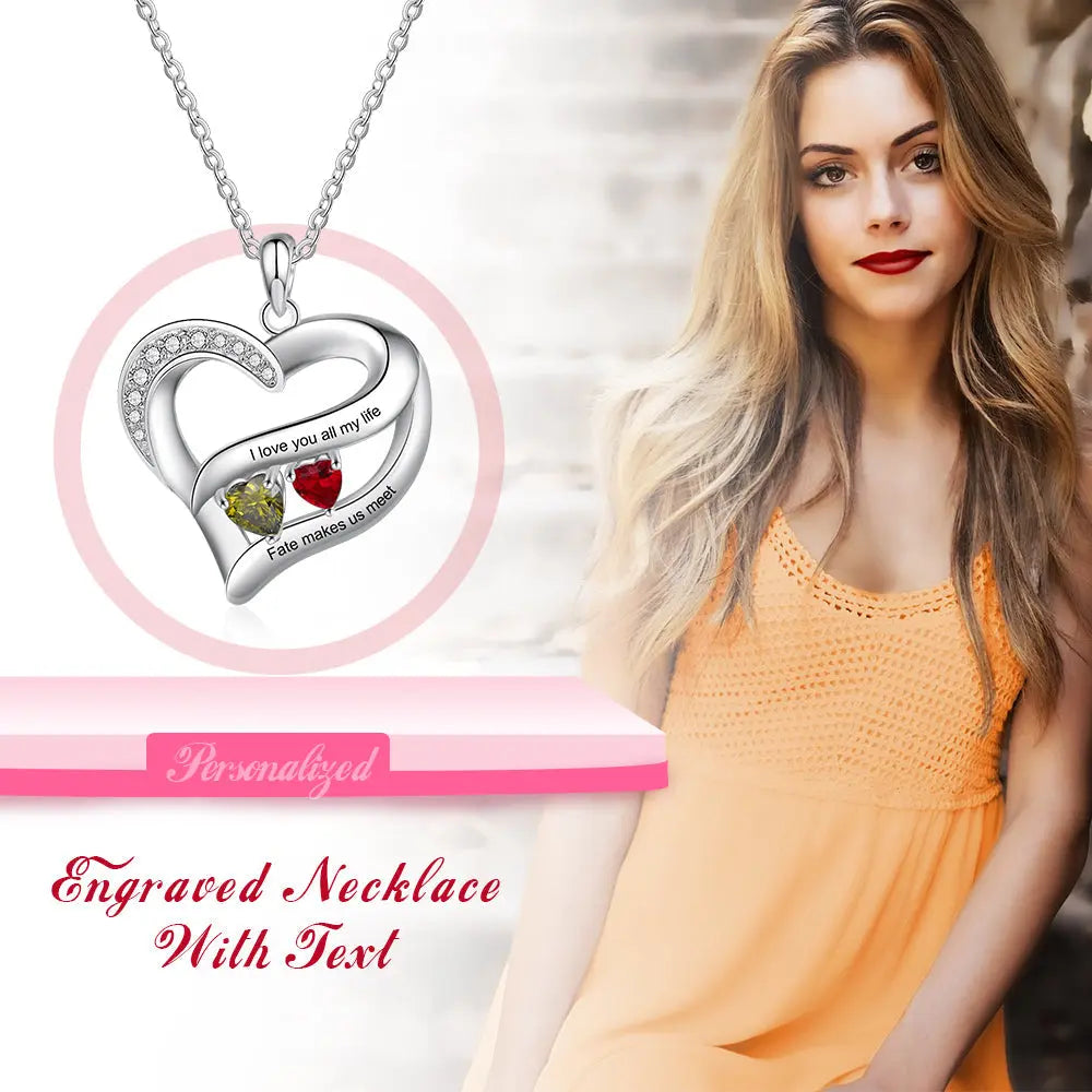 Rhodium Plated Heart Necklace-2