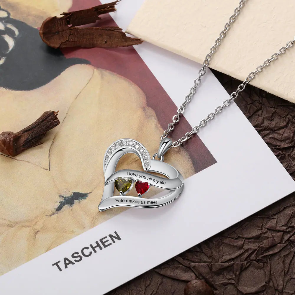 Rhodium Plated Heart Necklace-3