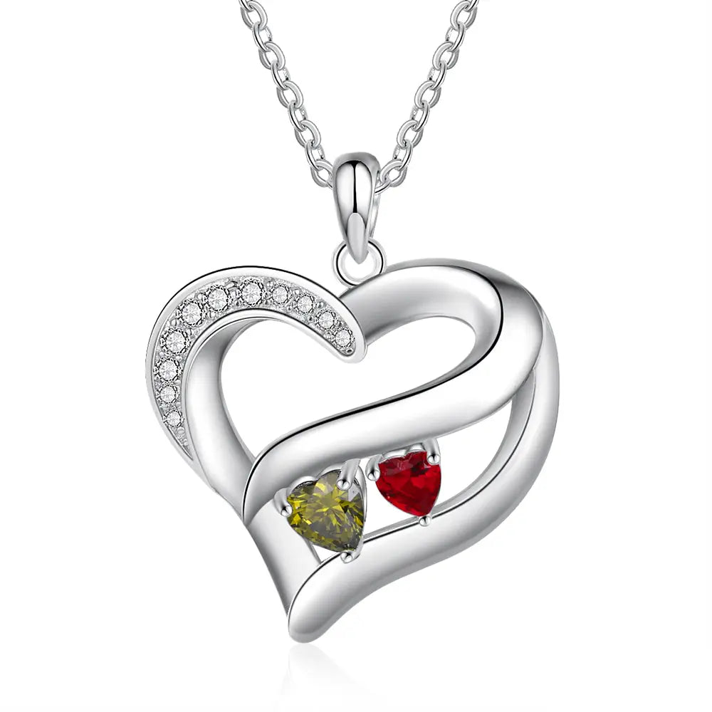 Rhodium Plated Heart Necklace-4