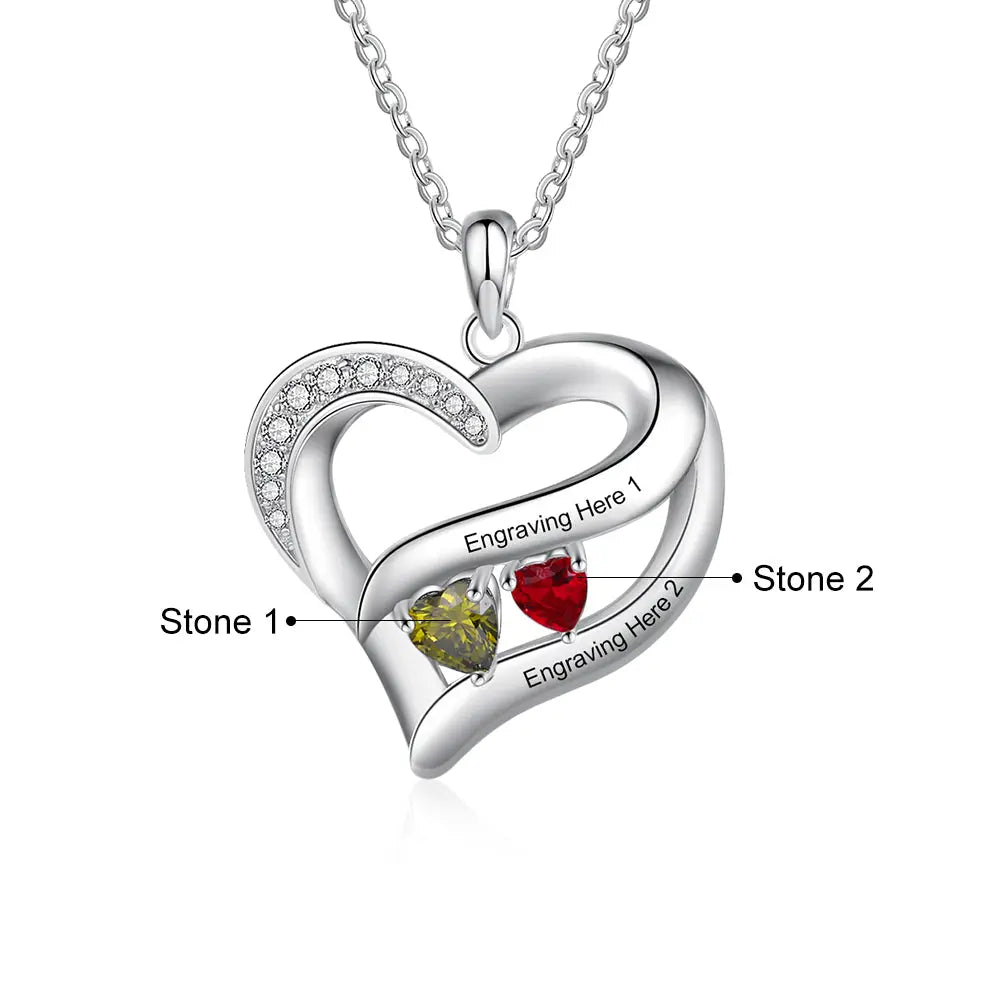 Rhodium Plated Heart Necklace-5