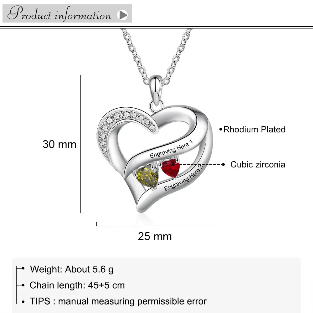 Rhodium Plated Heart Necklace-6