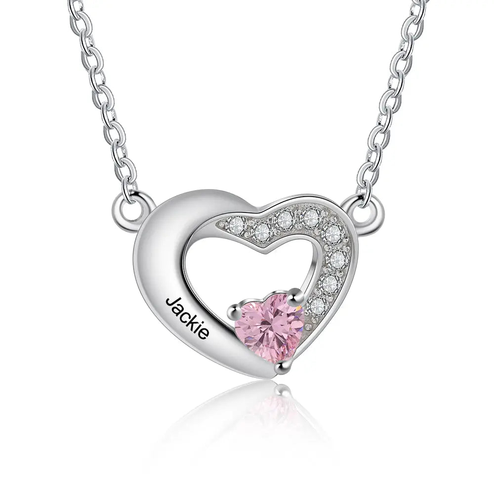 Rhodium Plated Heart Shape Necklace-0