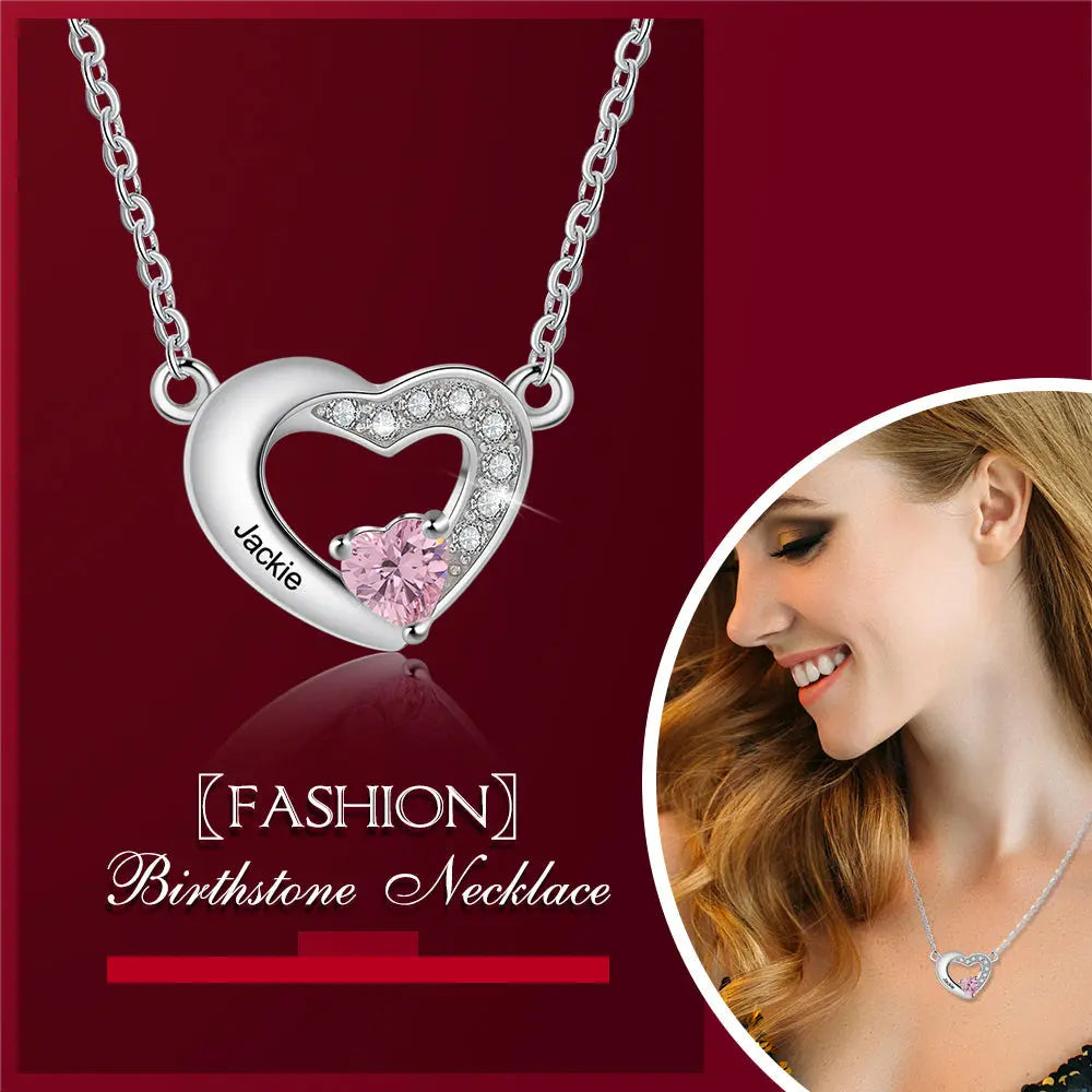 Rhodium Plated Heart Shape Necklace-1