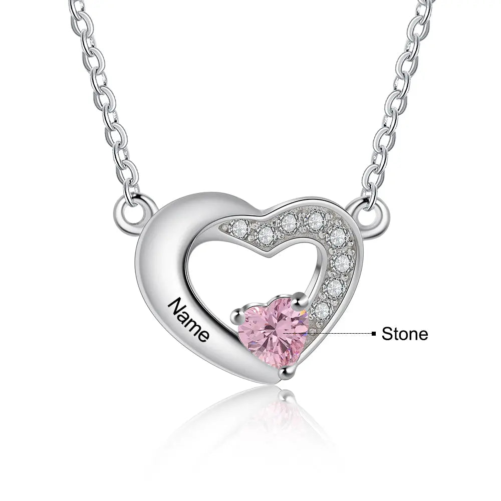 Rhodium Plated Heart Shape Necklace-4