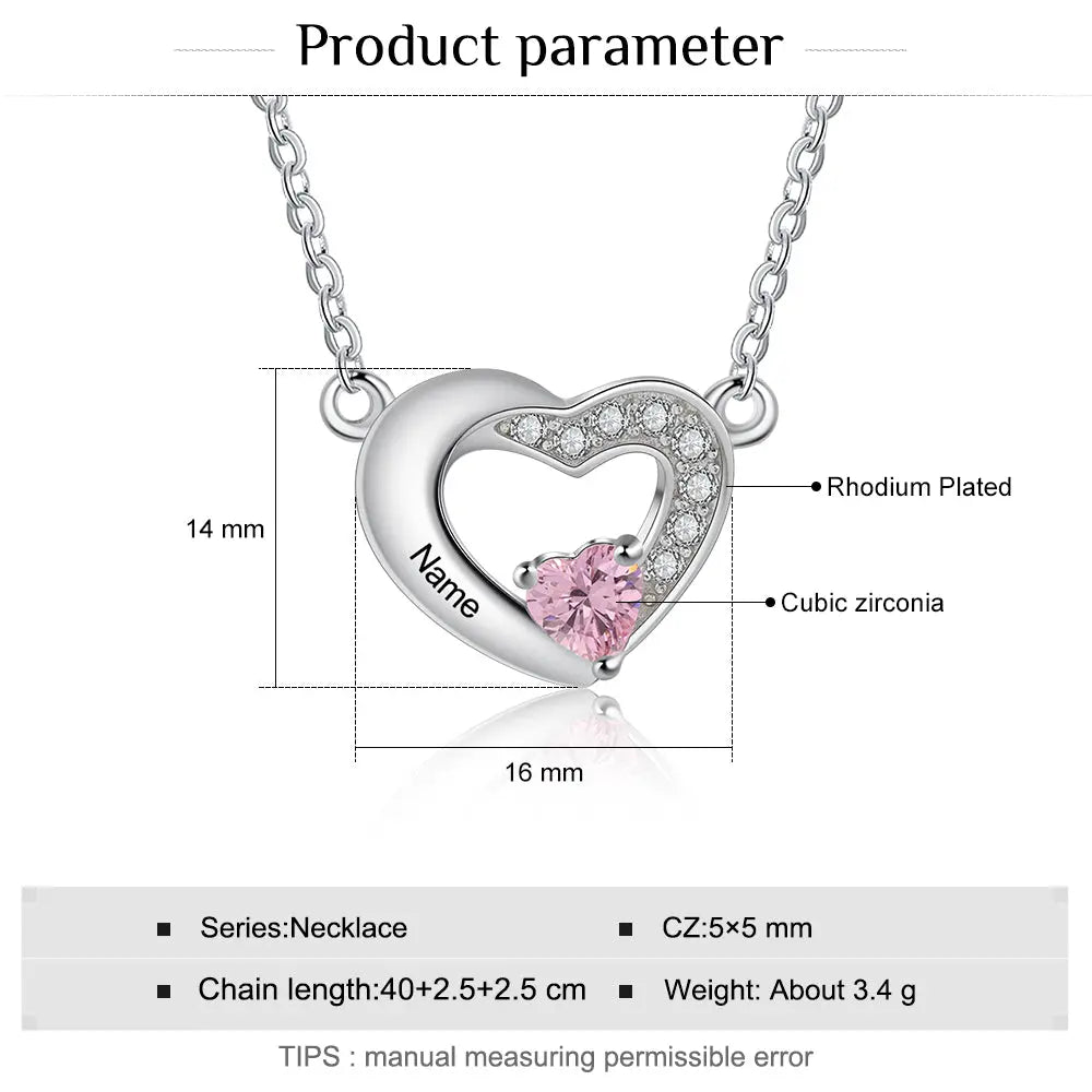 Rhodium Plated Heart Shape Necklace-5