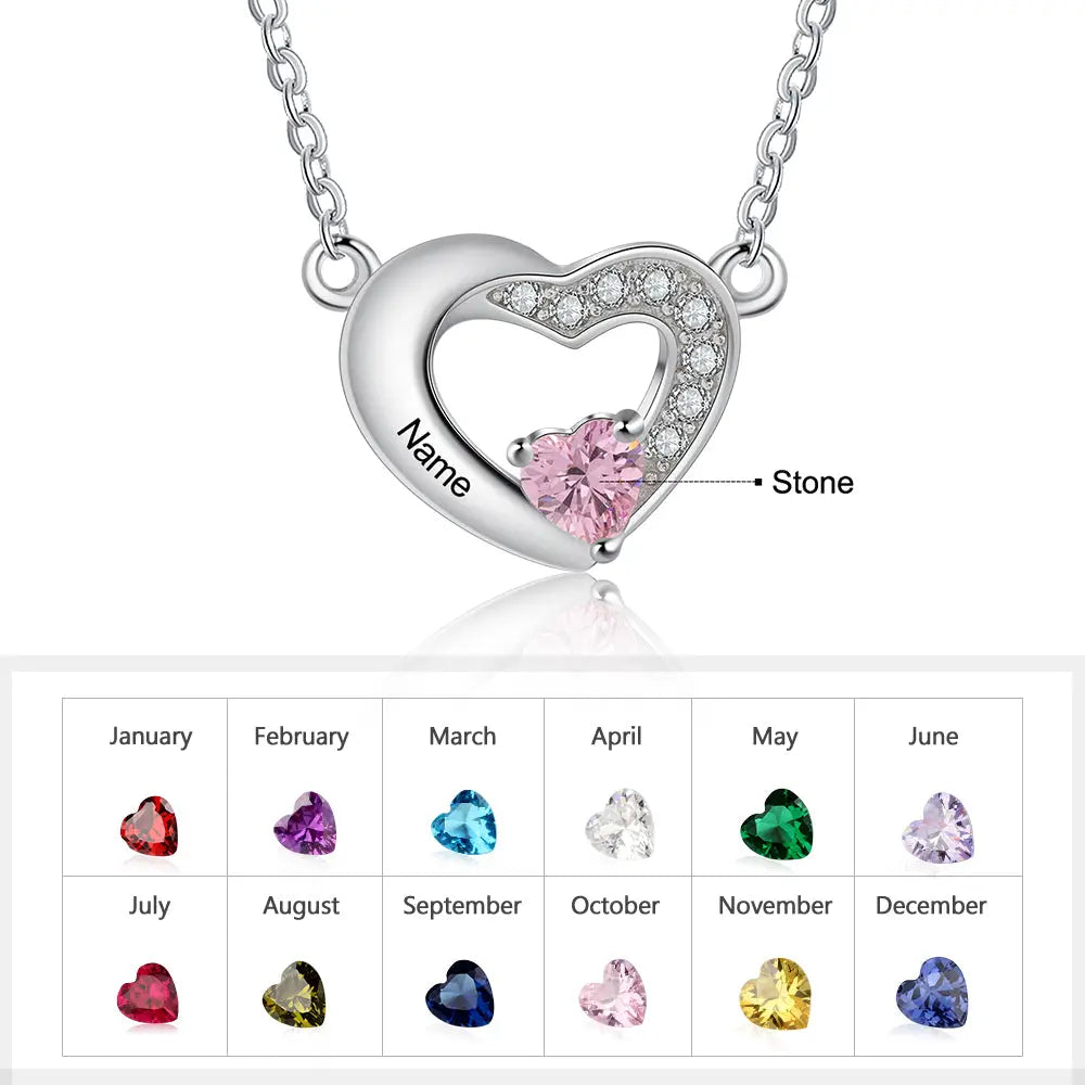 Rhodium Plated Heart Shape Necklace-6