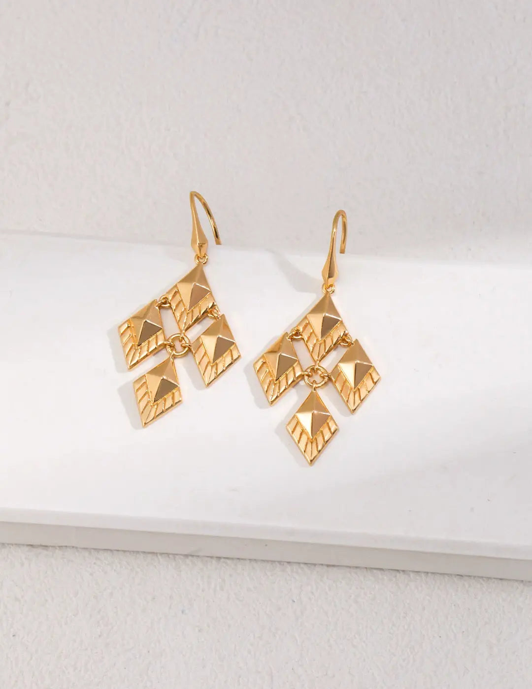 Rhombus Design Drop Earrings-0