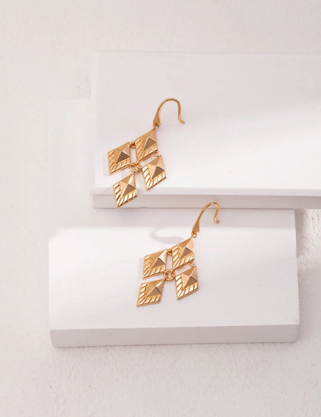 Rhombus Design Drop Earrings-1