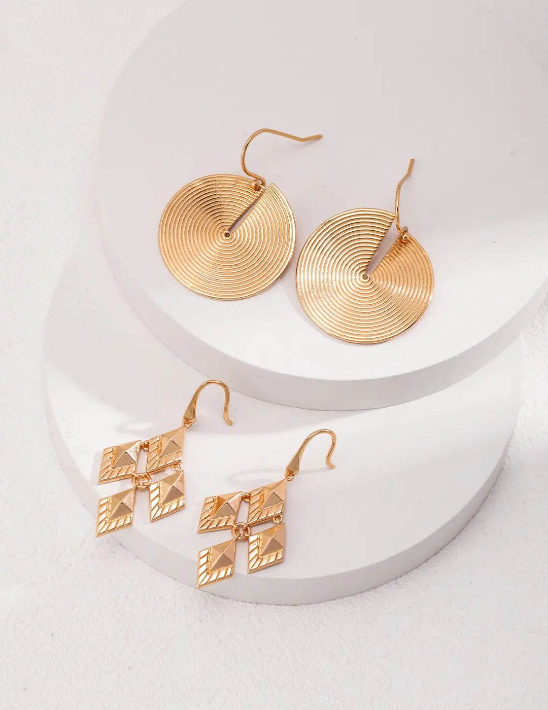 Rhombus Design Drop Earrings-2