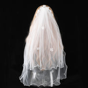 Ribbon Big Bow White Veil Hair Comb Wedding Bride - Memoriex 