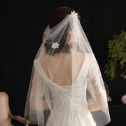 Ribbon Big Bow White Veil Hair Comb Wedding Bride - Memoriex 
