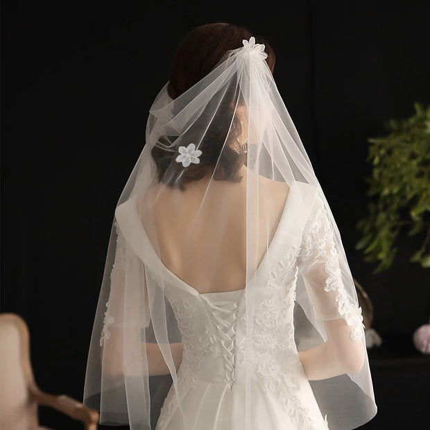 Ribbon Big Bow White Veil Hair Comb Wedding Bride - Memoriex 