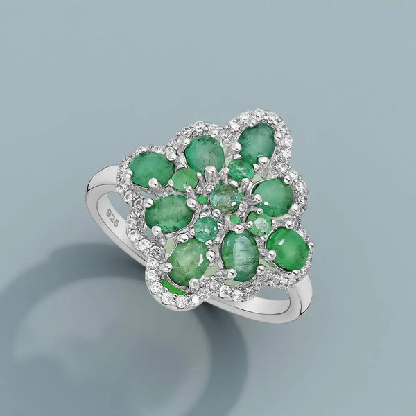 Ring Esmeralda - Sterling Silver Emerald Rhodium Plated Ring-0