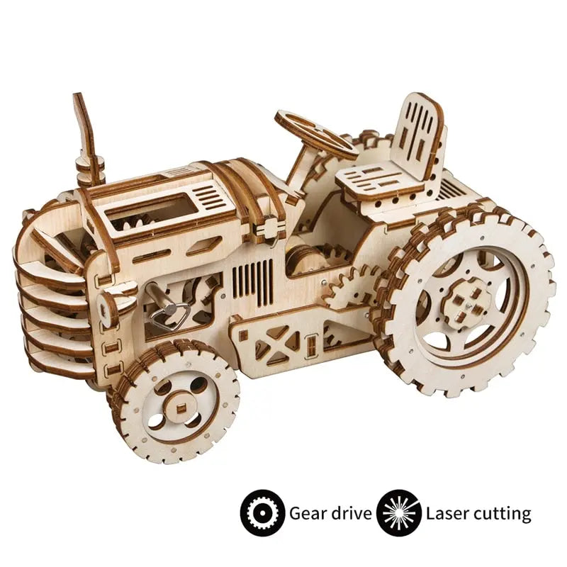 Robud DIY Model Building Kits Laser Cutting 3D Wooden Mechanical Action by Clockwork Gift Toys for Children LK - Memoriex 