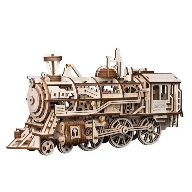 Robud DIY Model Building Kits Laser Cutting 3D Wooden Mechanical Action by Clockwork Gift Toys for Children LK - Memoriex 