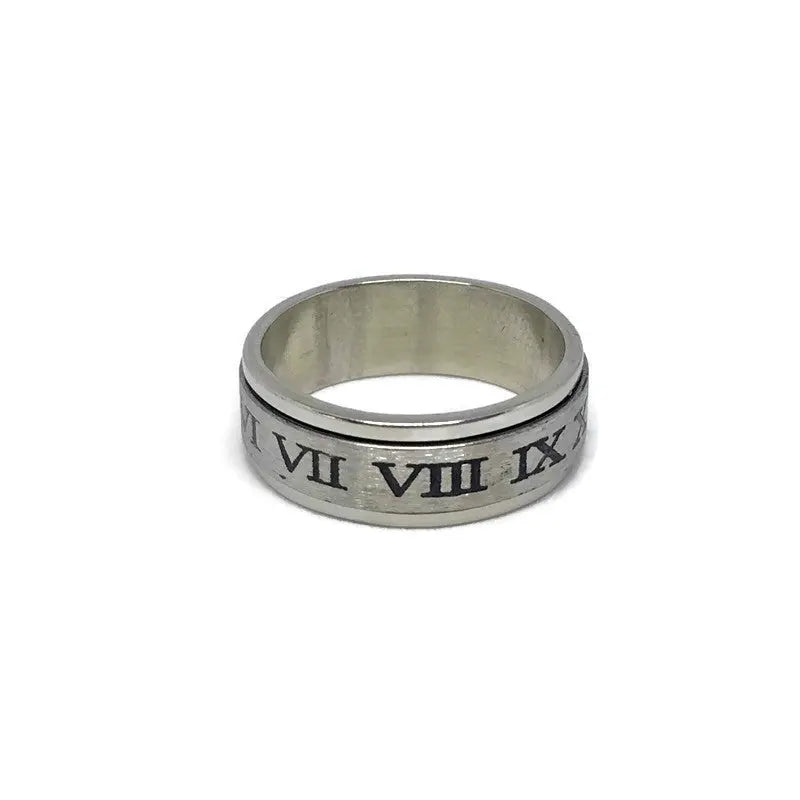 Roman Numerals Spinning Band Ring-1