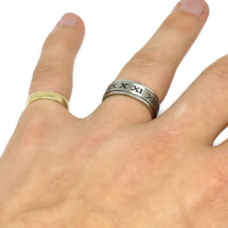 Roman Numerals Spinning Band Ring-2