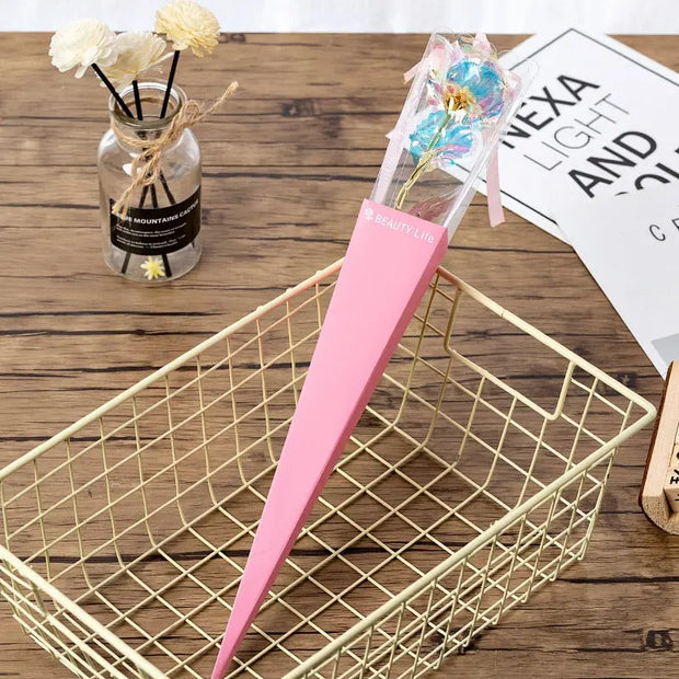 Romantic Valentine's Day Flowers 24K Gold Foil Rose Flower Galaxy Mother's Day New Year Gift Artificial Roses Wedding Flowers - Memoriex 