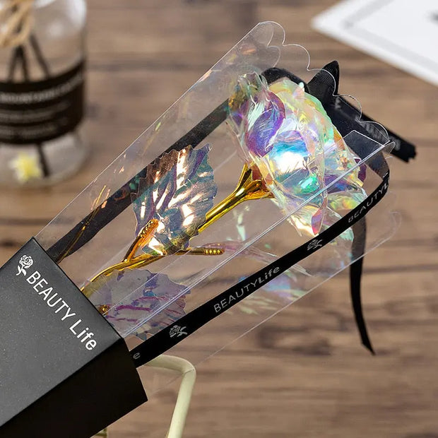 Romantic Valentine's Day Flowers 24K Gold Foil Rose Flower Galaxy Mother's Day New Year Gift Artificial Roses Wedding Flowers - Memoriex 