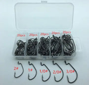 Rompin 100pcs/box High carbon Steel Fishing Hooks Crank Lead Sharp worm  2# 1# 1/0# 2/0# 3/0# mix size - Memoriex 