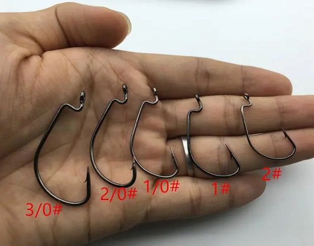 Rompin 100pcs/box High carbon Steel Fishing Hooks Crank Lead Sharp worm  2# 1# 1/0# 2/0# 3/0# mix size - Memoriex 