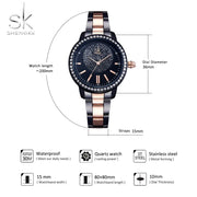 Rose Gold Watch Women Quartz Watches Ladies Top Brand Crystal Luxury Female Wrist Watch - Memoriex 