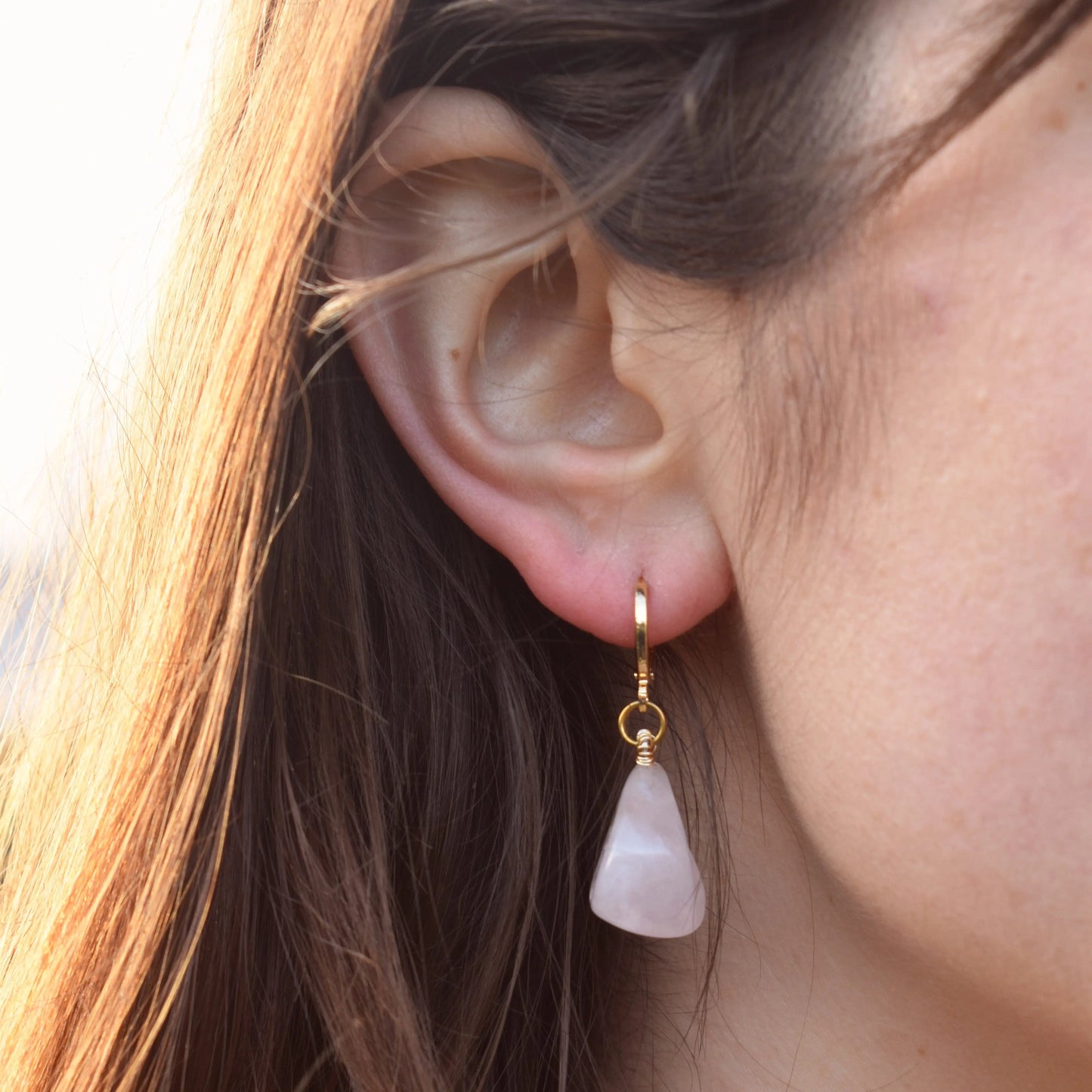 Rose Quartz Gemstone Earrings - Memoriex