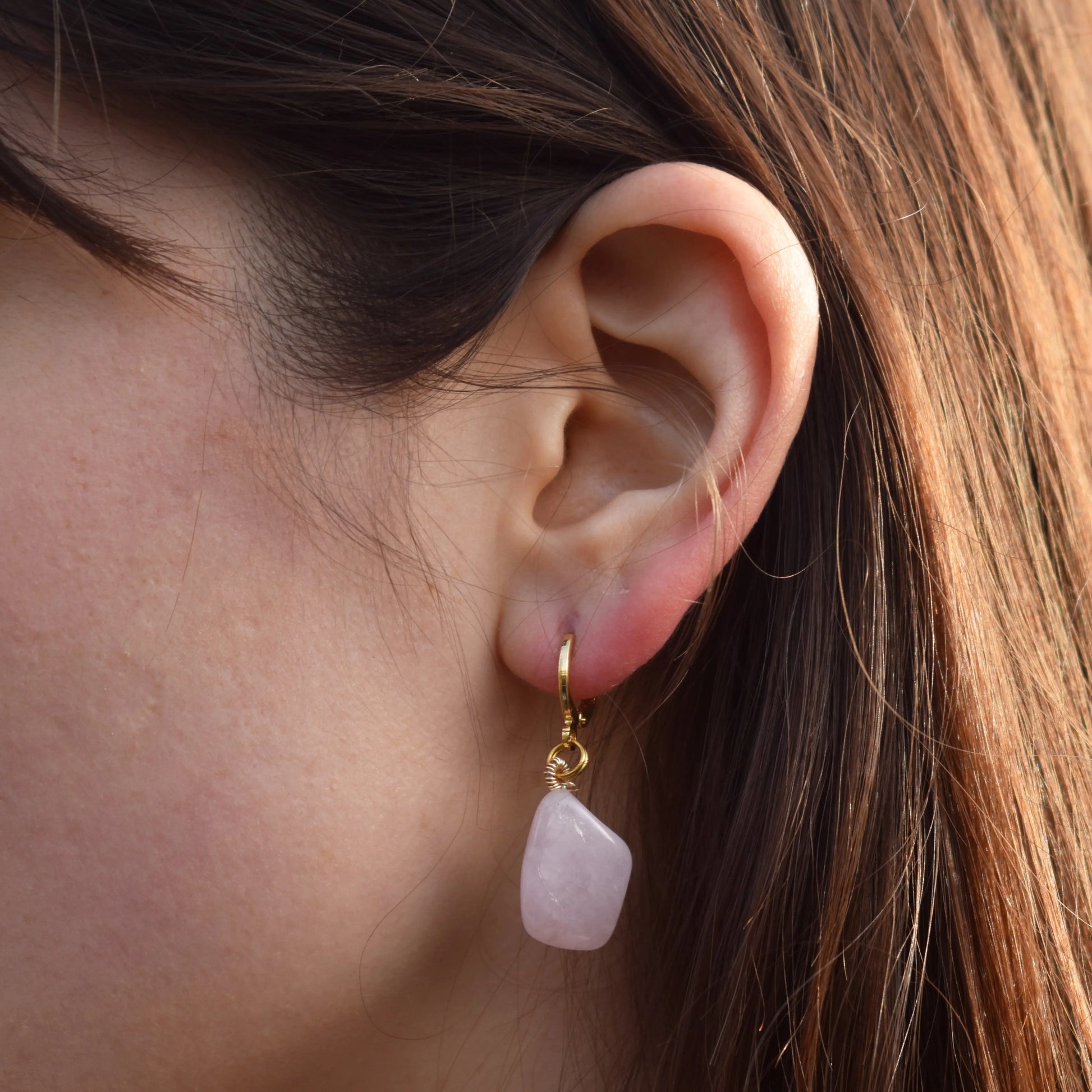 Rose Quartz Gemstone Earrings - Memoriex