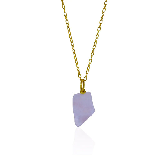 Rose Quartz Nugget and Yellow Gold Vermeil Necklace - Memoriex