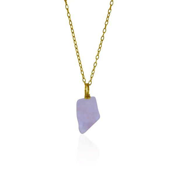 Rose Quartz Nugget and Yellow Gold Vermeil Necklace - Memoriex