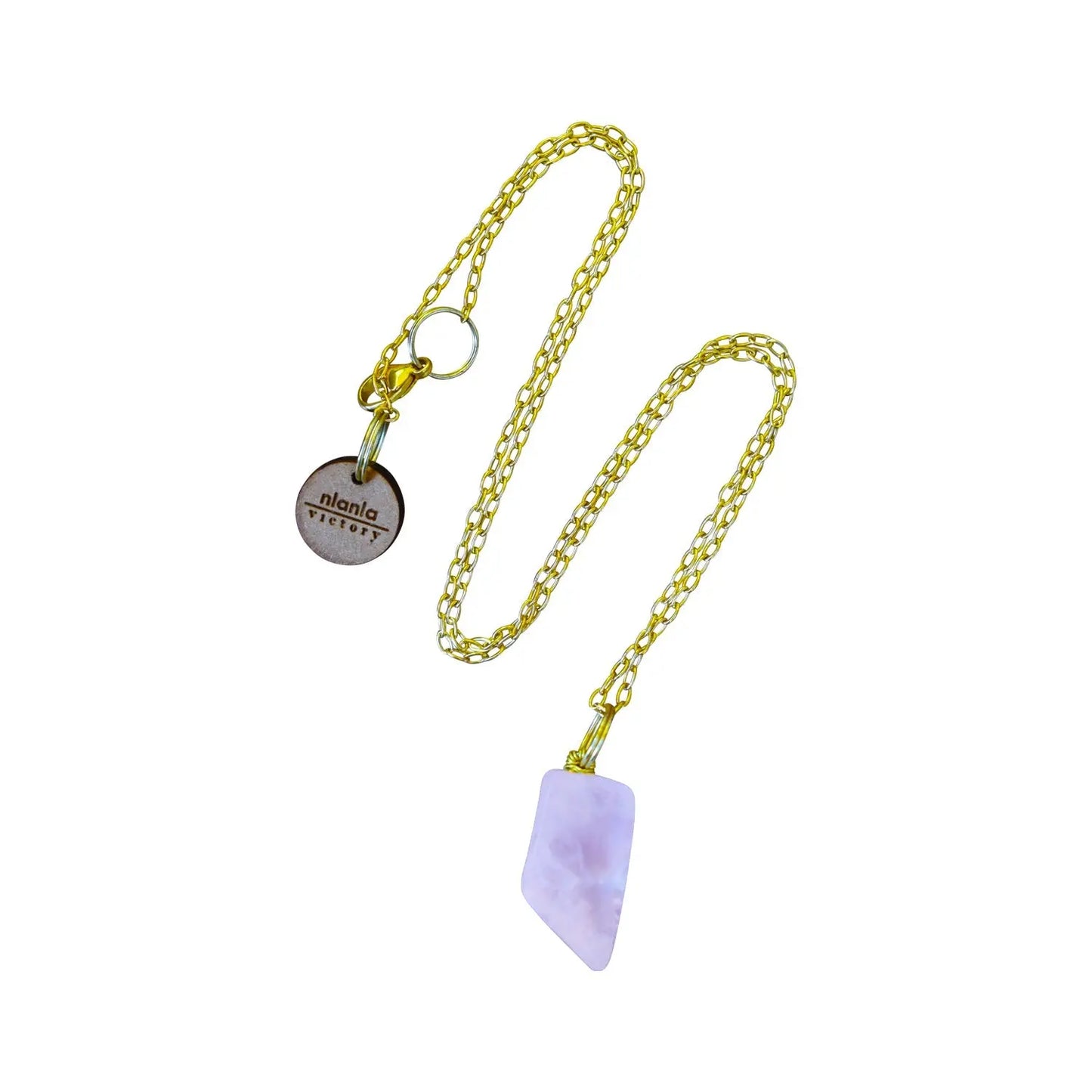 Rose Quartz Nugget and Yellow Gold Vermeil Necklace - Memoriex